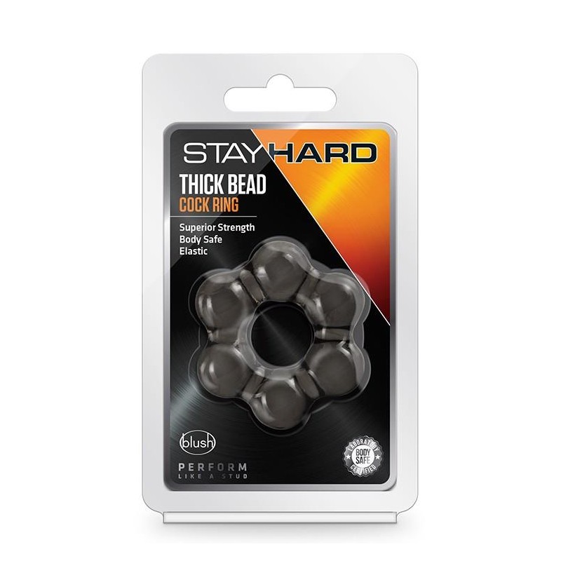 STAY HARD THICK BEAD COCK RING BLACK